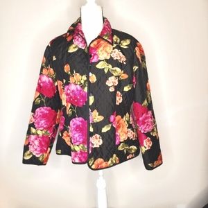 Carole Little 100% Silk Jacket Floral L